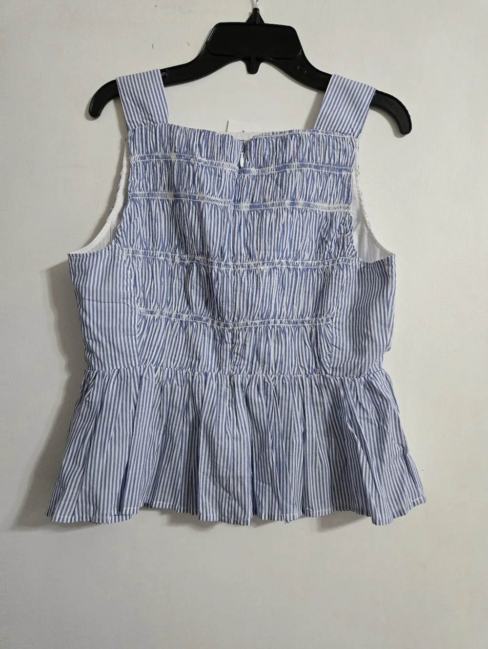 Nwt J. Crew Factory  100% Cotton Smocked Tank Top  Blue Stripe